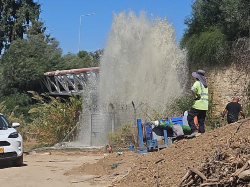 זיהום ביוב בנחל לכיש צילום עיריית אשדוד